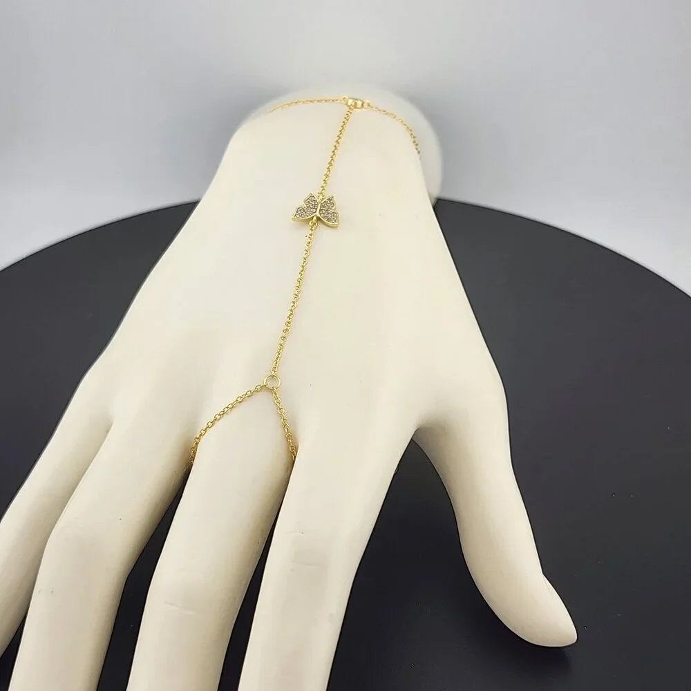 Butterfly Hand Ring Bracelet in 925 Sterling Silver – Dainty & Stylish